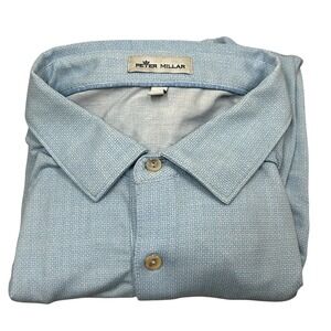 Peter Millar Drirelease Natural‎ Touch Geometric Polo Mens XL Golf Performance